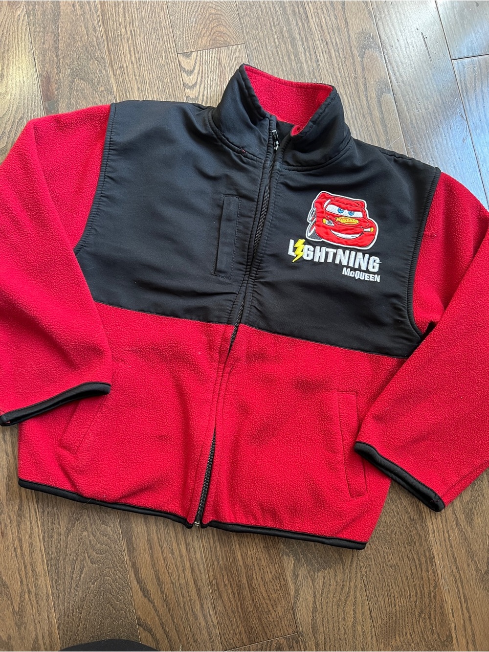 Disney Cars Lightning McQueen y2k Red & Black Kids Fleece Jacket size 7